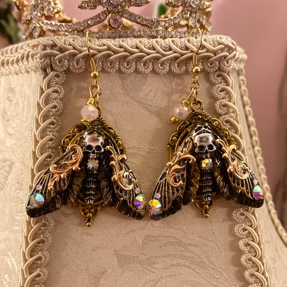 Death moth earrings